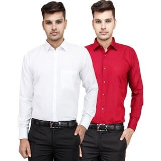 Baleshwar Men Multicolor Solid Formal Shirt (Pack of 2)
