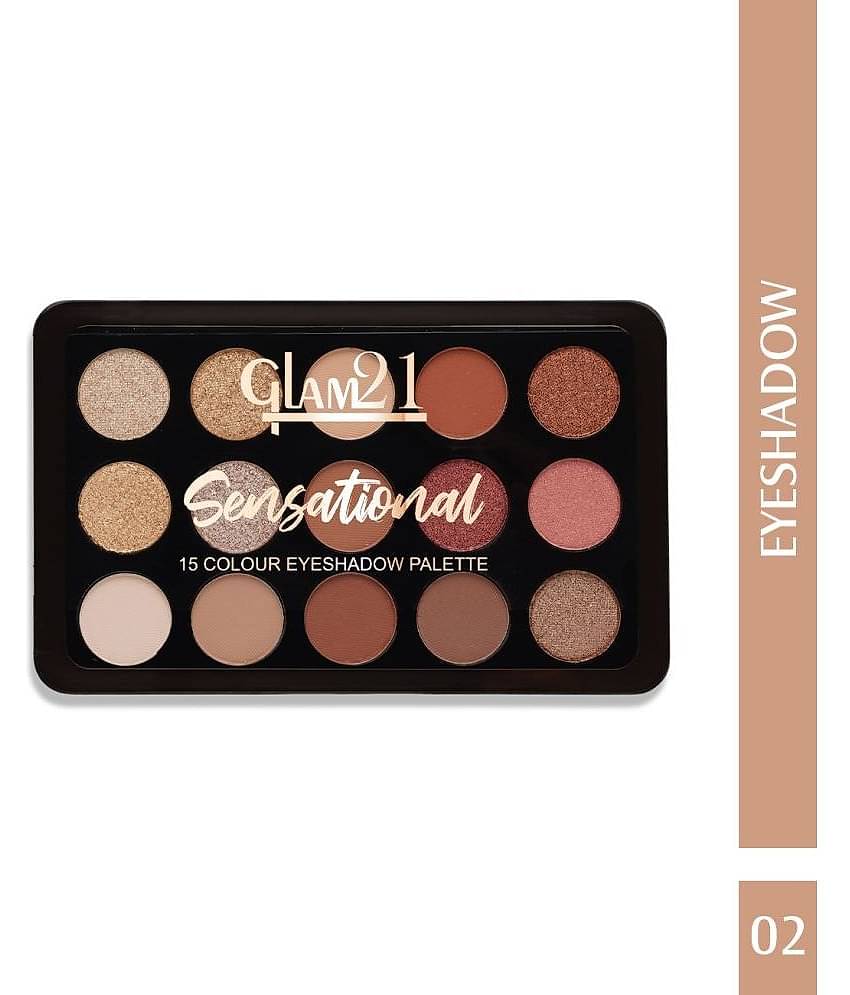 Glam21 Sensational 15 Color Shades Eyeshadow Palette For Smoky Eyes Long Lasting 14gm Shade-02