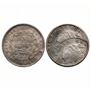 Brockage Error 1 Rupee 1840 Victoria Queen, British India old Fancy Coin Series