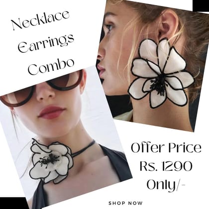 Blooming Elegance Tie-Up Choker-Necklace + Earrings