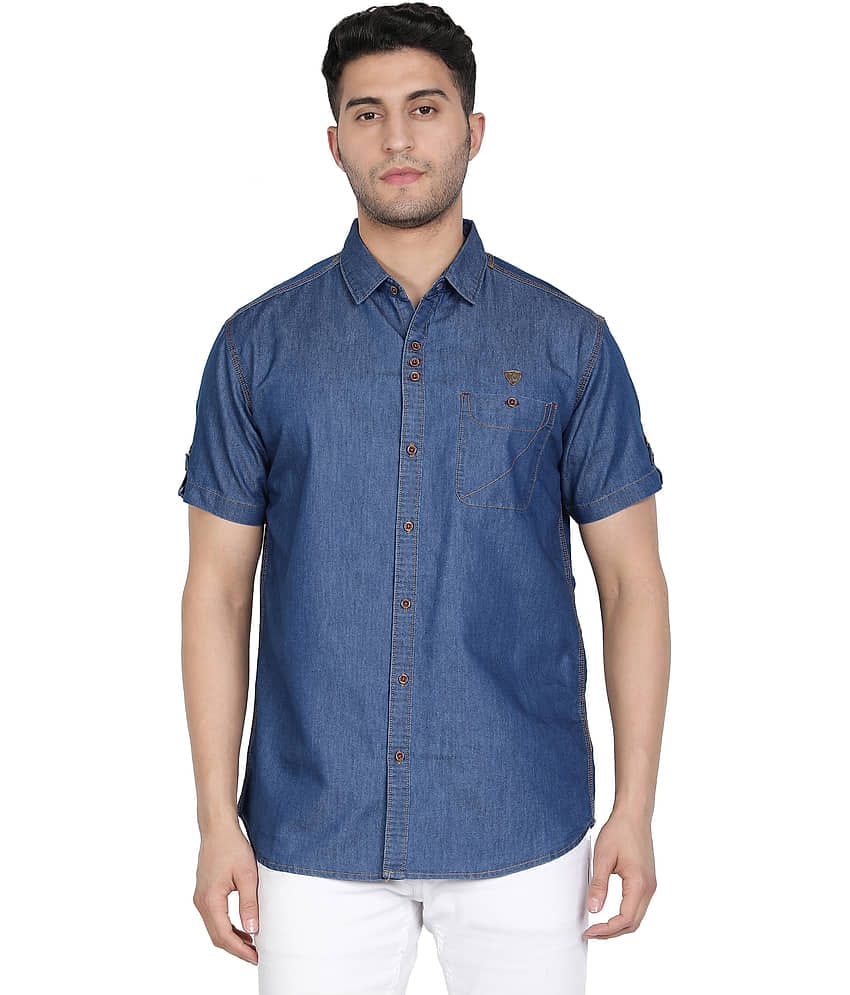 Kuons Avenue Denim Slim Fit Solids Men's Casual Shirt - Blue ( Pack of 1 )