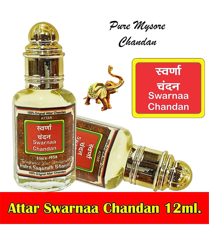 INDRA SUGANDH BHANDAR Attar For Men|Women Swarnaa Chandan With Golden Crystals Real Sandalwood Long Lasting Fragrance 12ml Rollon Pack