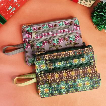 Multi-Purpose Pouch Combo-Mauve Garden-Green Knot
