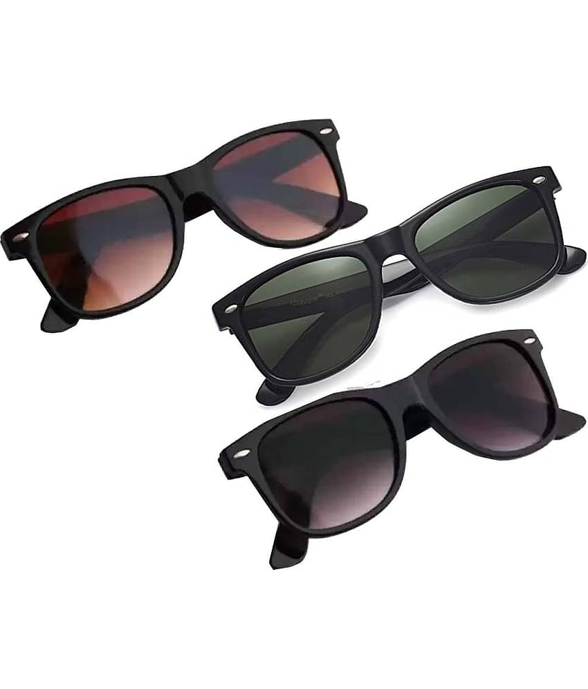 Elligator Multicolor Rectangular Sunglasses ( Pack of 3 )