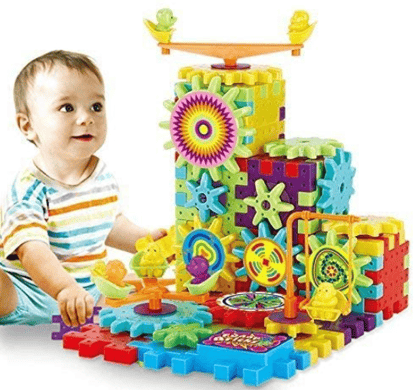 Braintastic Miracle Bricks Motorized Spinning Gear Building Block Toy Sets Interlocking Learning and Educational Game for Kids (101 Miracle Bricks), Multicolor