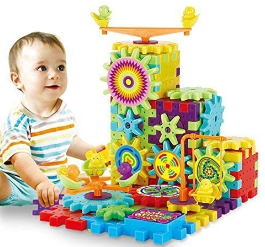 Braintastic Miracle Bricks Motorized Spinning Gear Building Block Toy Sets Interlocking Learning and Educational Game for Kids (101 Miracle Bricks), Multicolor