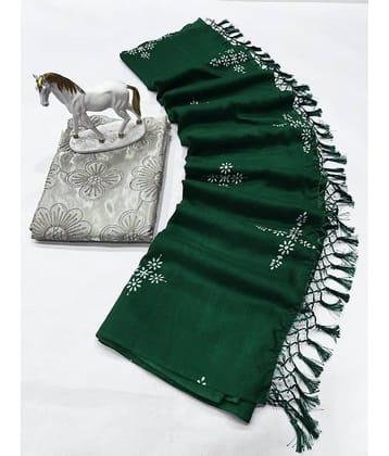 A TO Z CART Silk Embellished Saree With Unstitched Blouse Piece ( Green )