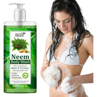 Broer Neem Body Wash - Anti-Bacterial Herbal Body Cleanser for Clear & Glowing Skin (400 ml)