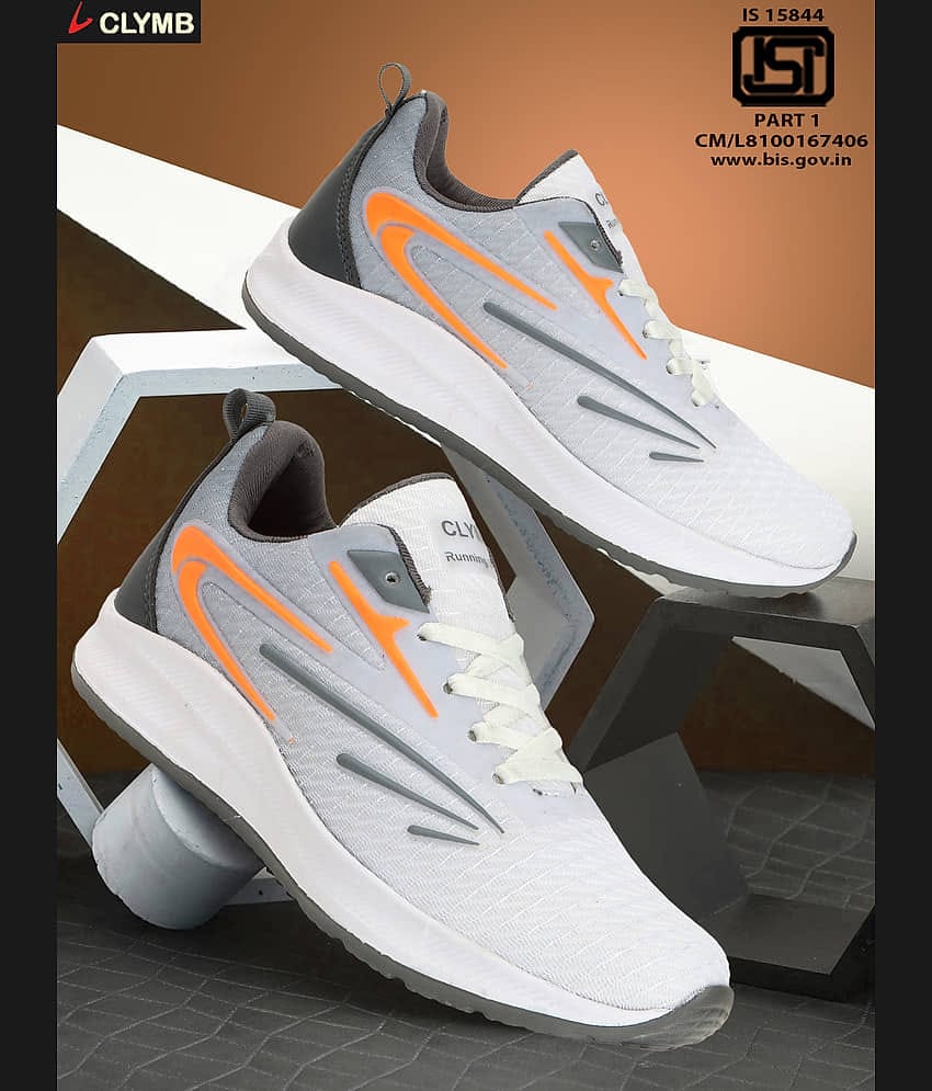 Clymb Light Grey Men's Sports Running Shoes