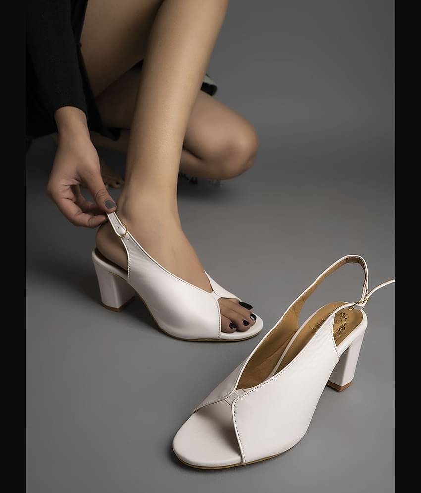 Shoetopia White Women's Peep Toes Heels