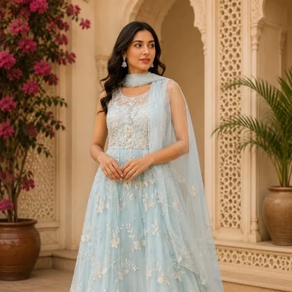 Premium White Self Dress Festive Occasion