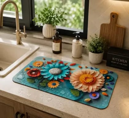 Premium 3D Printed Anti-Slip Water Absorbent Doormat | Quick Dry Floor Mat for Bathroom, Kitchen, Entrance, Bedroom & Office