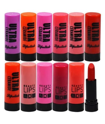 ADS Ultra Ceramide Set of 12 Multicolor Creme Lipstick