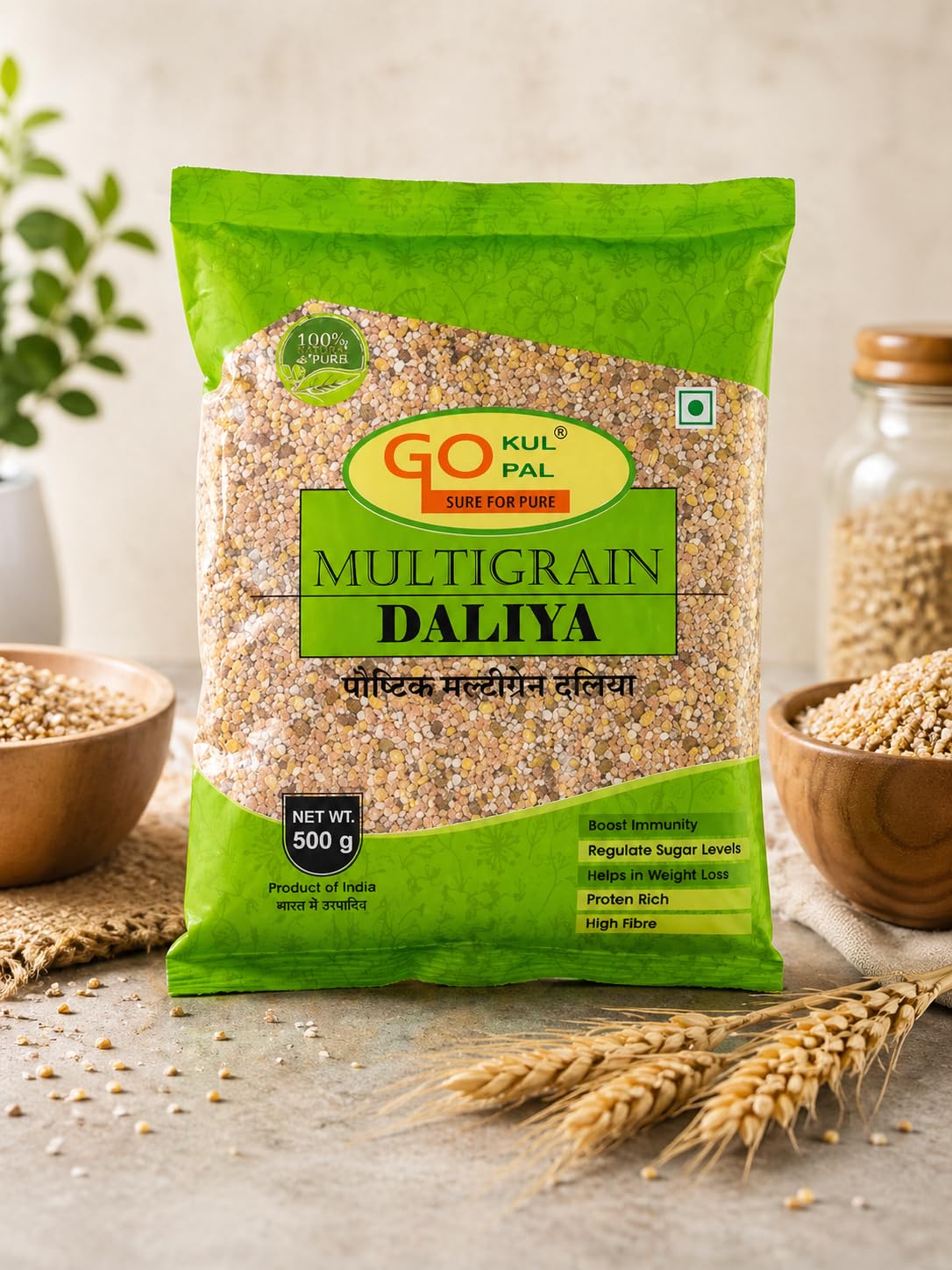 Gokul Gopal Multigrain Daliya, Protein Rich, High Fibre, Boosts Immunity, Helps in Weight Loss, Zero Preservatives, 500 g