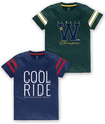 CODEZ Pack of 2 Boys Cotton Blend T-Shirt ( Multi Color )