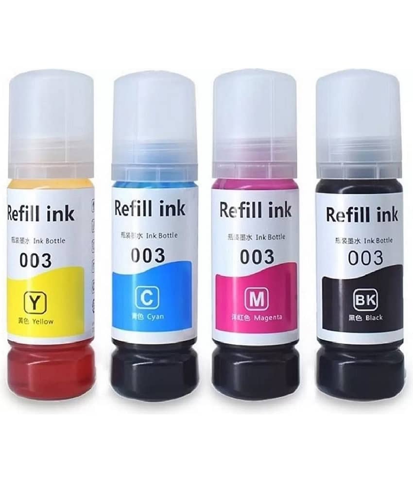 TEQUO L3150 For 003 Multicolor Pack of 4 Cartridge for EPS0N 003 Ink Bottles (65ml) for L3110 L3101 L3150 L4150 L4160 L6160 L6170 L6190 Printers
