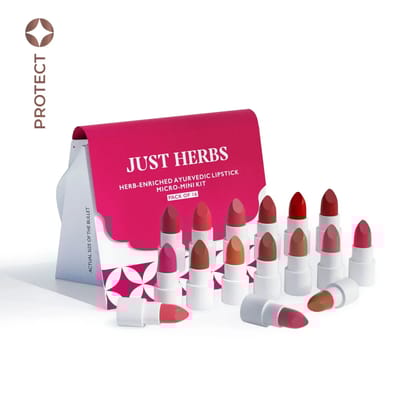 Herb Enriched Ayurvedic Lipstick - Micro-Mini Trial Kit - 16 shades