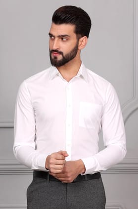 White Formal Cotton Shirt (Size - S) by BLUE EAGLE