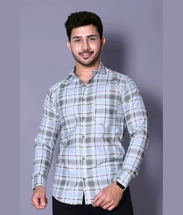 MOUDLIN Cotton Blend Slim Fit Checks Full Sleeves Men's Casual Shirt - Beige ( Pack of 1 )