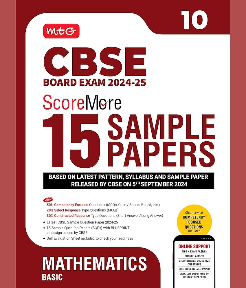 MTG CBSE Class 10 ScoreMore 15 Sample Papers Mathematics Basic Book For 2025 Board Exam | Detailed Solutions of Each Chapter | Based on Latest CBSE