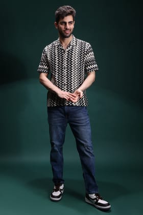 Black - Wave Crochet Shirt-M