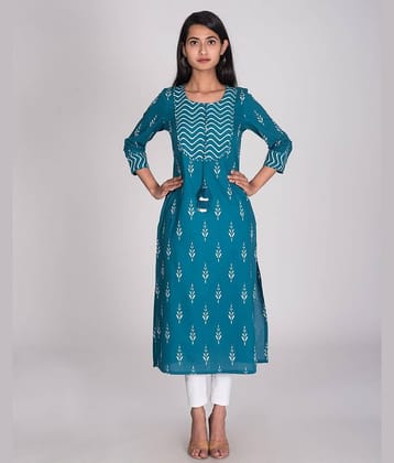 Swasti - Blue Cotton Women's Straight Kurti ( Pack of 1 )