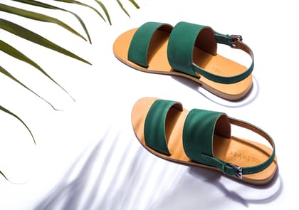 Summer Sandals- Green Leather-EU 37