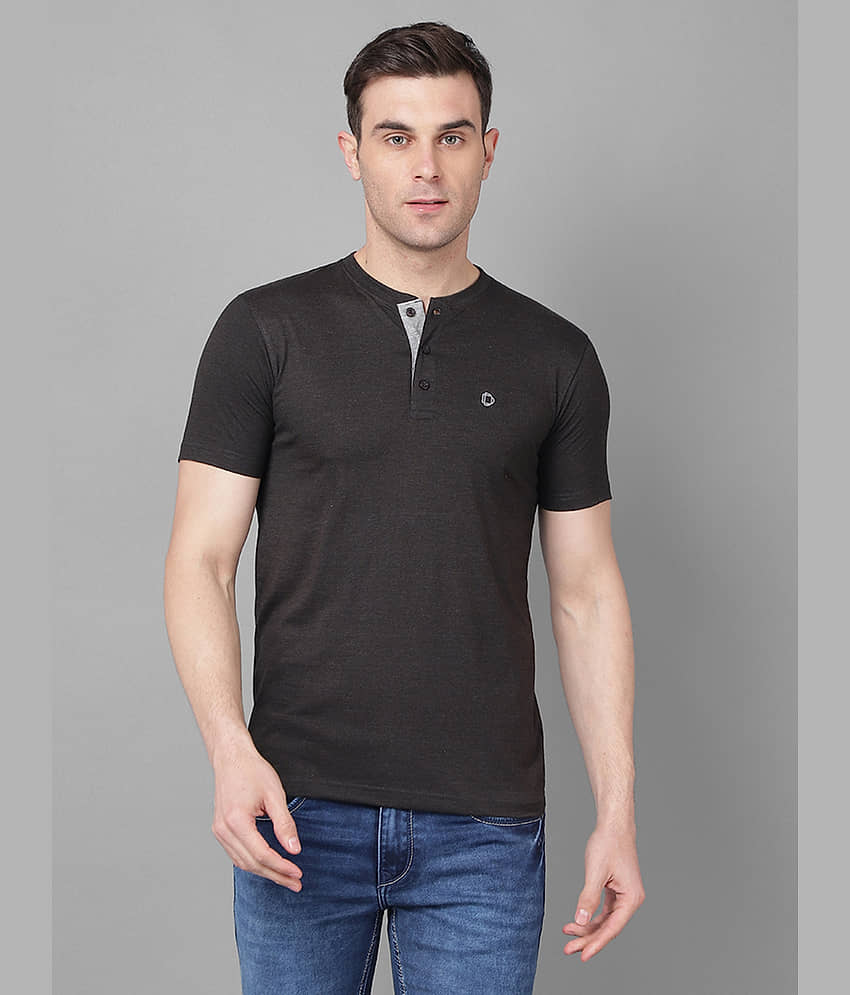 Dollar Cotton Blend Regular Fit Self Design Half Sleeves Men's T-Shirt - Charcoal Grey ( Pack of 1 )