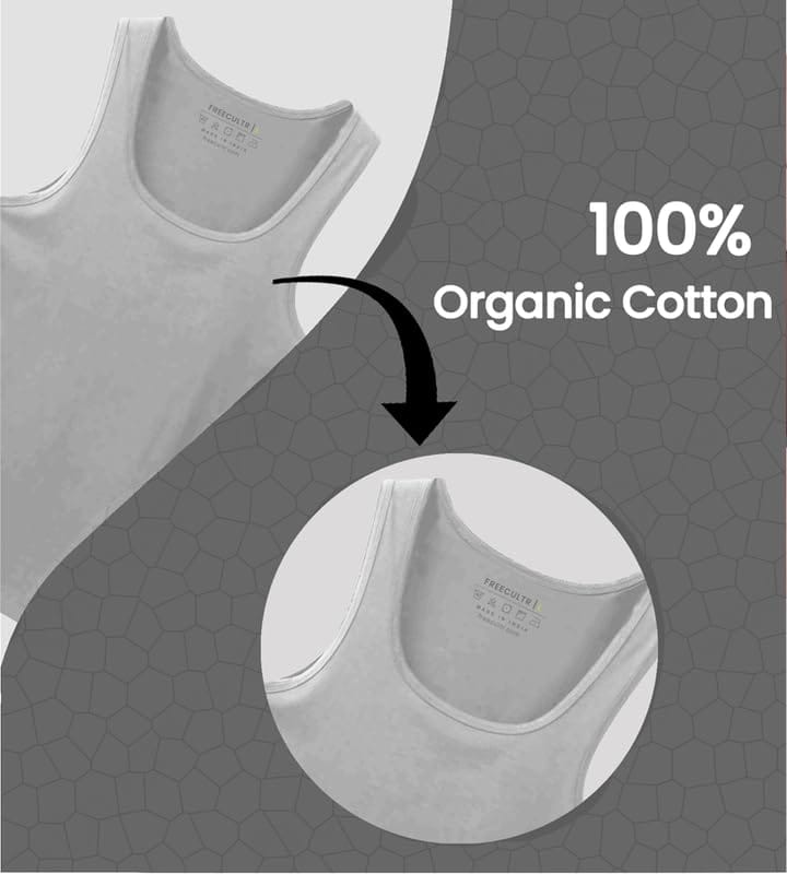Freecultr Cotton Vest for Men Sleeveless Lightweight Solid Round Neck Comfort Vests Breathable & Comfortable Innerwear Sando for Man Regular Fit Pack of 2-Black,Light Grey