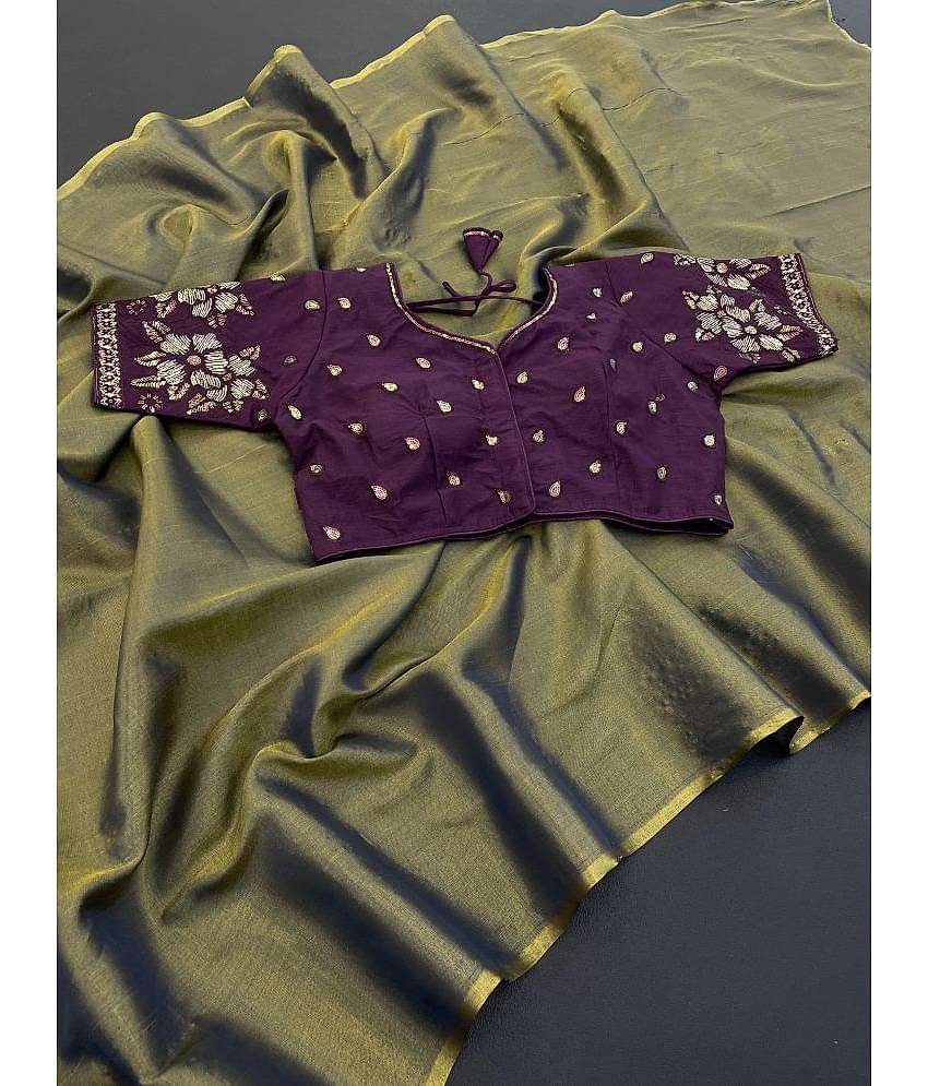 Gullak Art Silk Self Design Saree With Unstitched Blouse Piece ( Black )