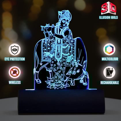 3D illusion Car Dashboard LED Murti of Krishna