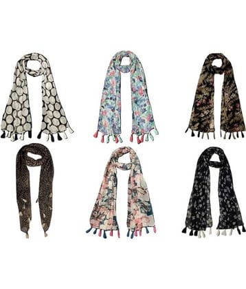 stolevilla Multi Printed Poly Cotton Yarn Stoles ( Pack of 6 )