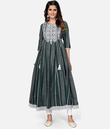 Gulmehak Pack of 1 Cotton Embroidered Anarkali Women's Kurti - ( Black )