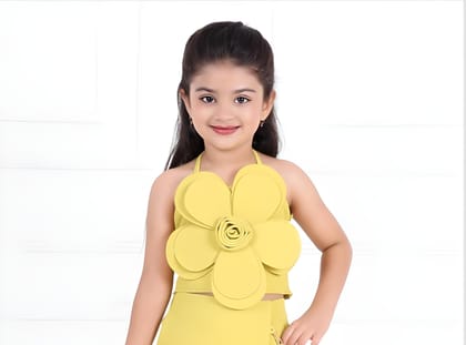 Girl’s Yellow Flower Top [GT-372] (1-5 Years)-1-2Y (Size - 18) / Yellow / Imported