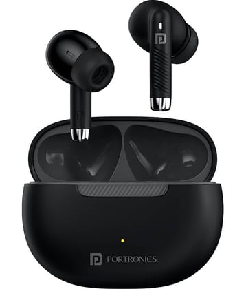 Portronics In-the-ear Bluetooth Headset with Upto 30h Talktime True Wireless - Black