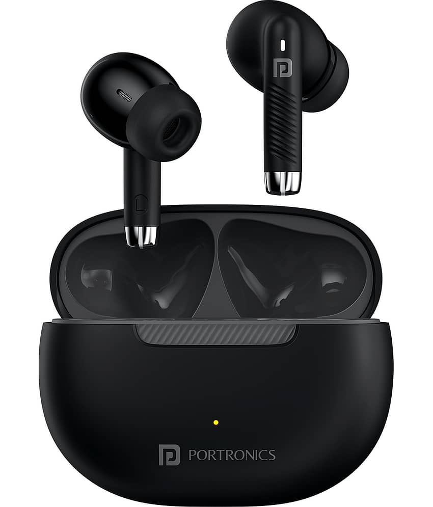 Portronics In-the-ear Bluetooth Headset with Upto 30h Talktime True Wireless - Black