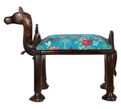 Teal Floral Galore Camel Pouffe