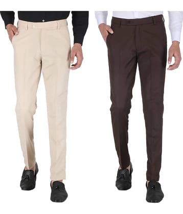 Playerz - Multicolor Polycotton Slim - Fit Men's Formal Pants ( Pack of 2 )