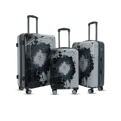 American Traveller TourisGlide Sport Luggage Trolley Bag Set of 3 (PC) Durable Hard Shell for Travel Suitcase with 360 Disk Wheels| TSA Type Lock| Heavy-Duty Lining| Football Splash (3, Dark Grey)