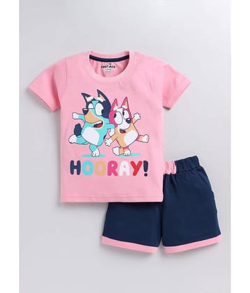 CUTOPIES Pack of 1 Boys Cotton Blend T-Shirt & Shorts Set ( Navy )