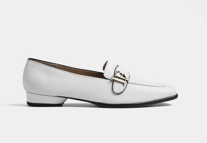 EMERAL WOMEN WHITE PEBBLE LEATHER LOAFERS-EU 36/UK 3