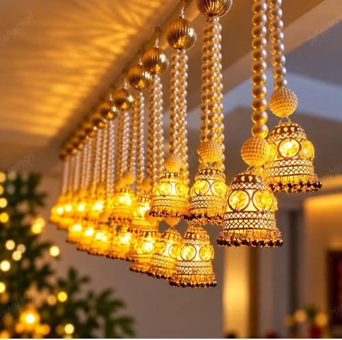 Home Decor, Set of 4 Multicolour Diwali Lights with LED T-Lights for Wedding