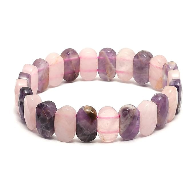Sahaj Hast-Rose Quartz and Amethyst Oval Faceted Bracelet (Size - 7")