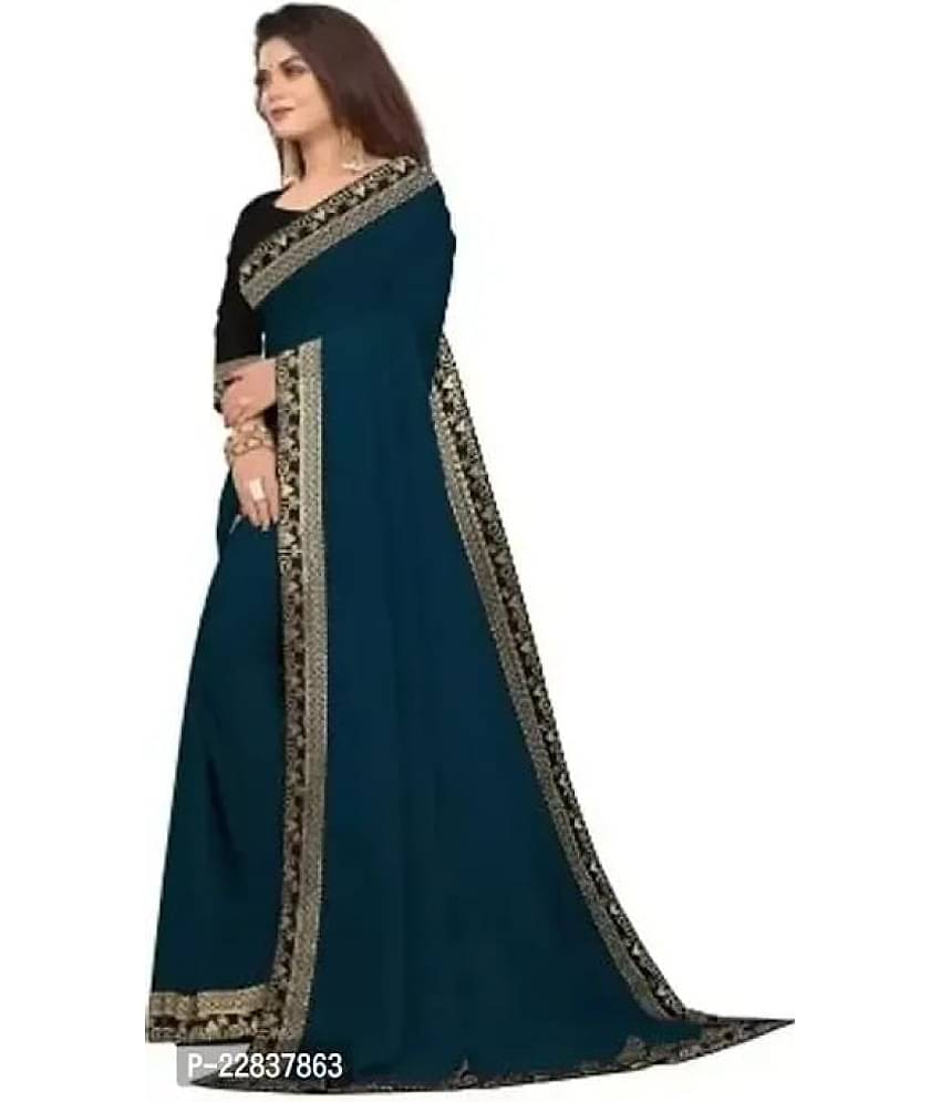 Gullak Art Silk Dyed Saree With Unstitched Blouse Piece ( Teal )