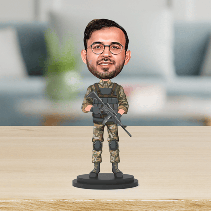 MakerTech Gifting Avatar Stand Personalized Gift for Boyfriend, Husband, Brother, Friends, BFF Character Caricature Photo Frame Unique Design Customized Gift for Friends & Family (Army Man)