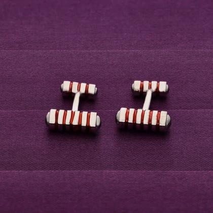 Signature Striped Splendour Silver Cufflinks-None / Silver