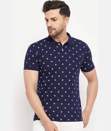 The Million Club Pack of 1 Cotton Blend Regular Fit Printed Half Sleeves Men's Polo T Shirt ( Navy )