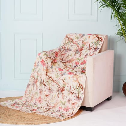 Birds of Paradise TNT Slub Sofa throw- Peach