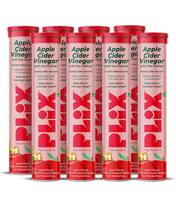 Plix Apple Cider Vinegar Effervescent Tablet with mother,Vit B6 & B12 for weight loss(8 x 15 No)