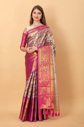 Yavira silk Women's Multi Handwoven Poly Silk Saree